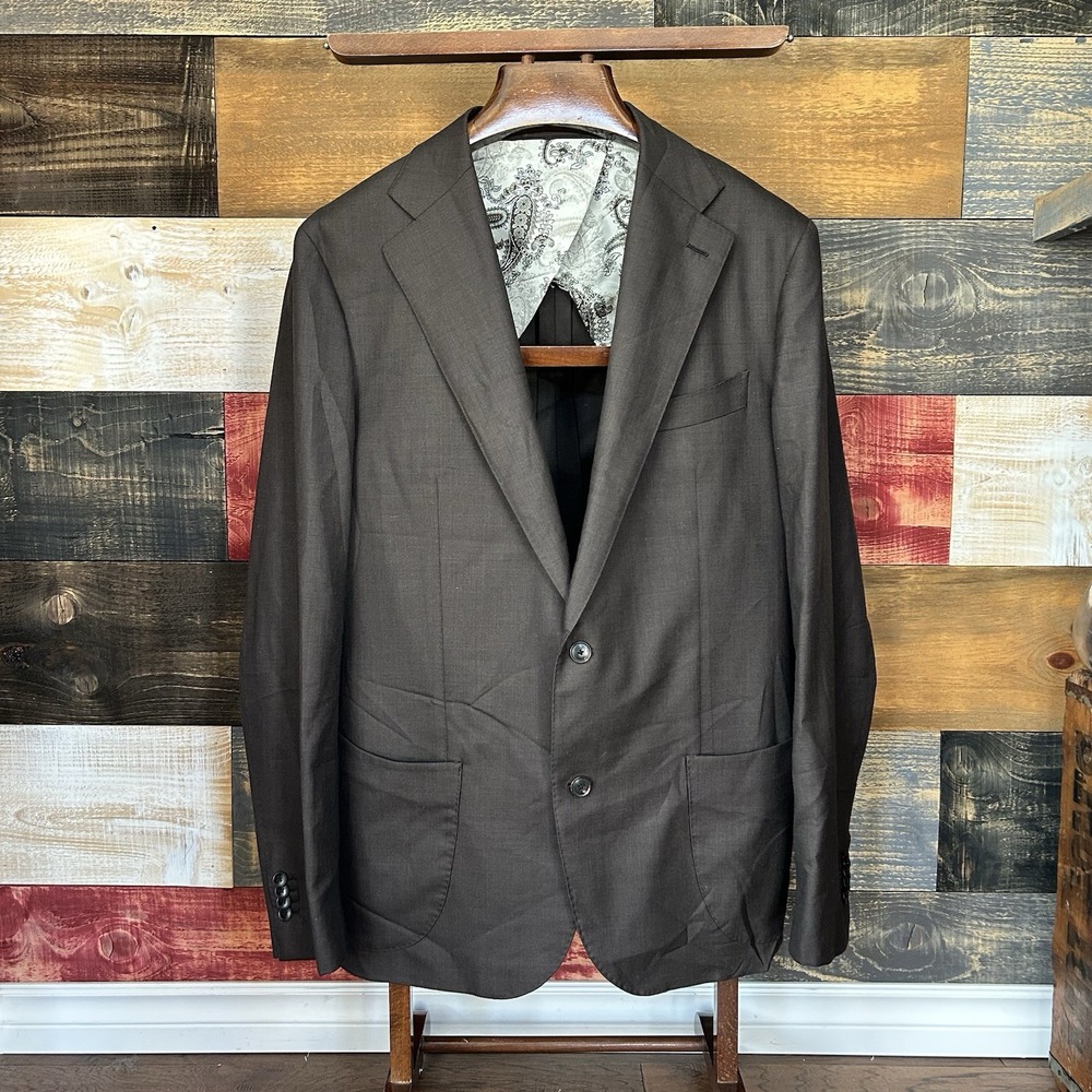 Atelier Munro Travel Pro Blazer Brown Plaid Sports Coat 46L 56L